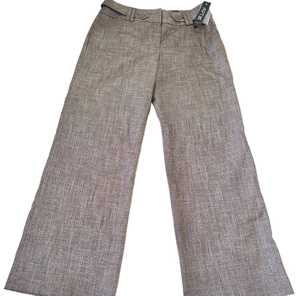 Apt.9 Women Dress Pants Brown Size 10 Average Maxwell Fit Herringbone Wide Legs